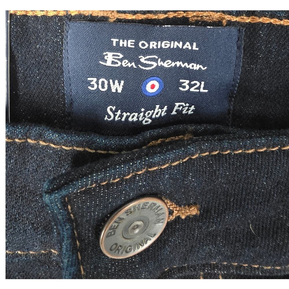 Ben Sherman Jeans Men's 30x32 Straight Fit Dark Wash Dark Blue NWT - Picture 3 of 5